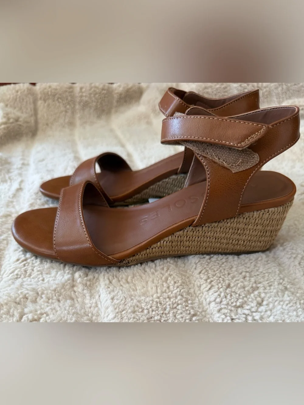AEROSOLES Brown Leather Two-Strap Slingback Sandal